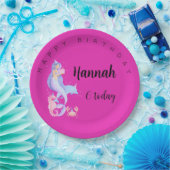 誕生日ガールマーメイドテーマ ペーパープレート (パーティー)