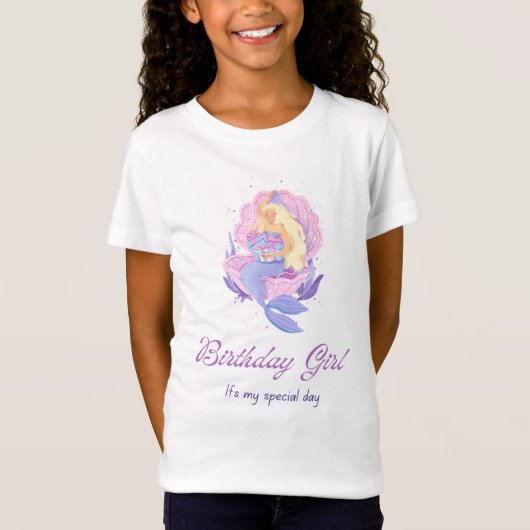 誕生日ガールマーメイドTシャツ Tシャツ (正面)