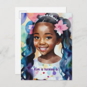 誕生日ガールメラニンプリンセスアート インビテーションポストカード (正面/裏面)