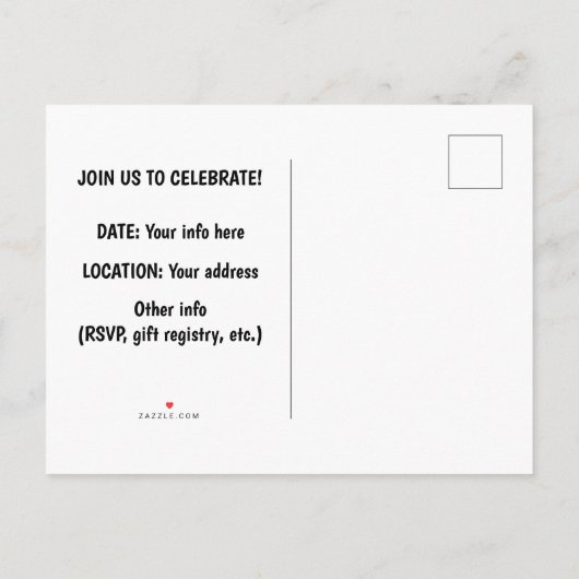 誕生日ガールメラニンプリンセスアート インビテーションポストカード (裏面)