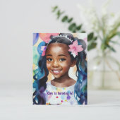 誕生日ガールメラニンプリンセスアート インビテーションポストカード (スタンド正面)