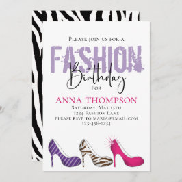 誕生日ガールモダンファッションシューズミニマリスト 招待状