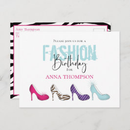 誕生日ガールモダンファッションシューズ招待状 ポストカード