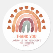 誕生日ガールモダンボホレインボーサンキューユー ラウンドシール (正面)