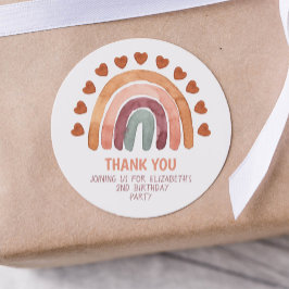 誕生日ガールモダンボホレインボーサンキューユー ラウンドシール
