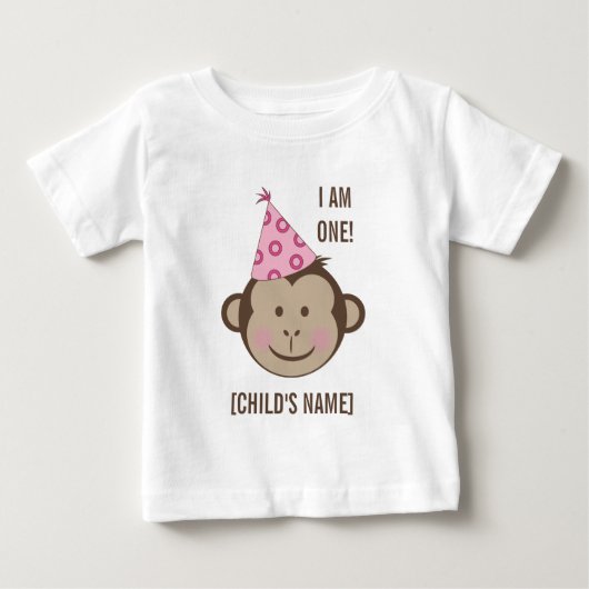 誕生日ガールモンキー顔シャツ ベビーTシャツ (正面)