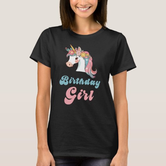 誕生日ガールユニコーン Tシャツ (正面)
