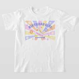 誕生日ガールレトロローラースケート誕生日パーティー Tシャツ