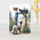 誕生日ガール封筒を郵送 カード (黄色い花)