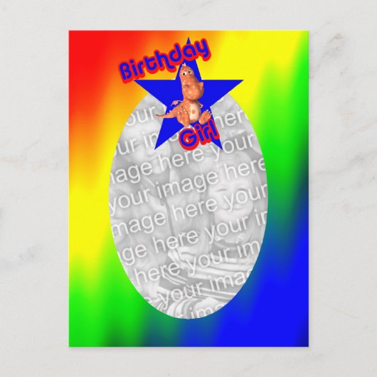 誕生日ガール恐竜かわいい写真ポストカード ポストカード (正面)