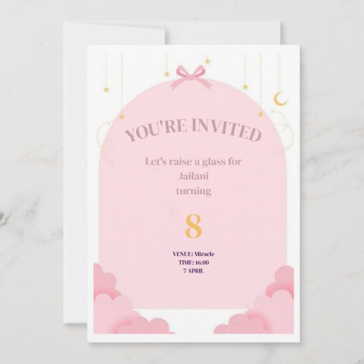 誕生日ガール招待状カード 招待状 (正面)