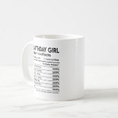 誕生日ガール栄養標識 コーヒーマグカップ (正面左)