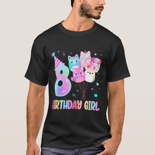 誕生日ガール第8誕生日スキッシュスクワッドスクワッドムローギル Tシャツ (正面)