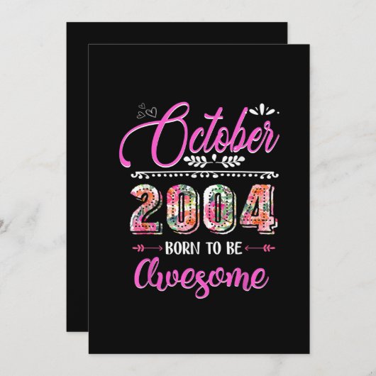 誕生日ガール素晴らし2004年10月 招待状 (正面/裏面)