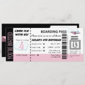 誕生日ガール飛行チケット招待状カスタマイズ可能 招待状 (正面/裏面)