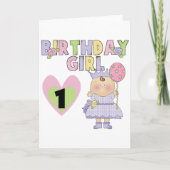 誕生日ガール1歳の誕生日Tシャツと贈り物 カード (正面)