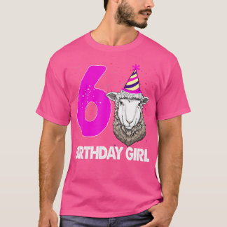 誕生日ガール6羊おもしろい女ヒツジパーティー Tシャツ