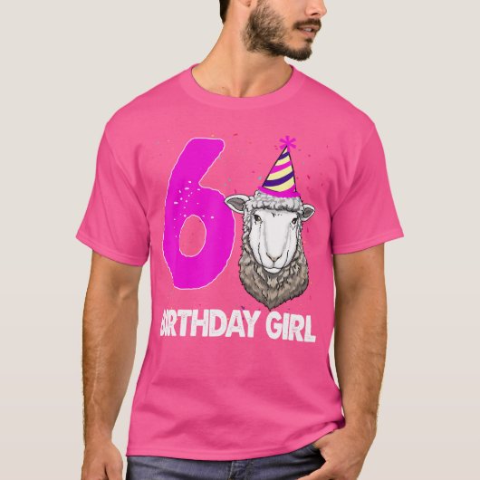 誕生日ガール6羊おもしろい女ヒツジパーティー Tシャツ (正面)