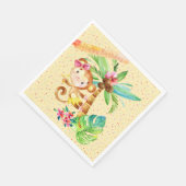 誕生日ガール、かわいい小さなサル スタンダードランチョンナプキン (角)