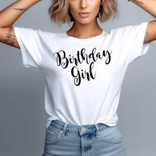 誕生日ガール カリグラフィー スクリプト レディース トライブレンドＴシャツ