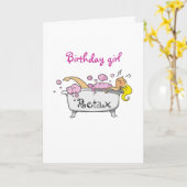 誕生日ガール カード (黄色い花)