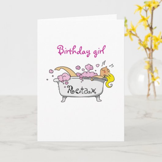 誕生日ガール カード (黄色い花)