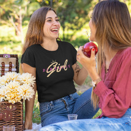 誕生日ガール・タイポグラフィとクラウン、シンプル・モダン トライブレンドＴシャツ