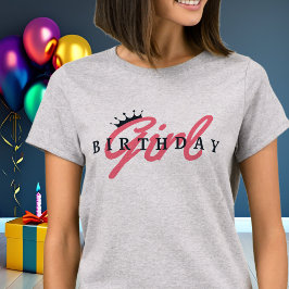 誕生日ガール+タイポグラフィ+クラウン シンプル モダン Tシャツ
