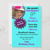 誕生日ガール – マグカル。表紙 – 写真の挿入 – 任意の年齢 招待状 (裏面)