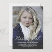 誕生日ガール モダンカリグラフィー 誕生日 招待状 (正面)