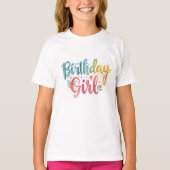 誕生日ガール レインボーテキスト Tシャツ (正面)
