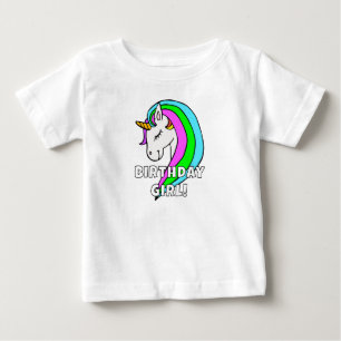 誕生日ガール レインボーユニコーン 幼児用Tシャツ ベビーTシャツ