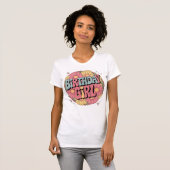 誕生日ガール – レトロフローラお祝い Tシャツ (正面フル)