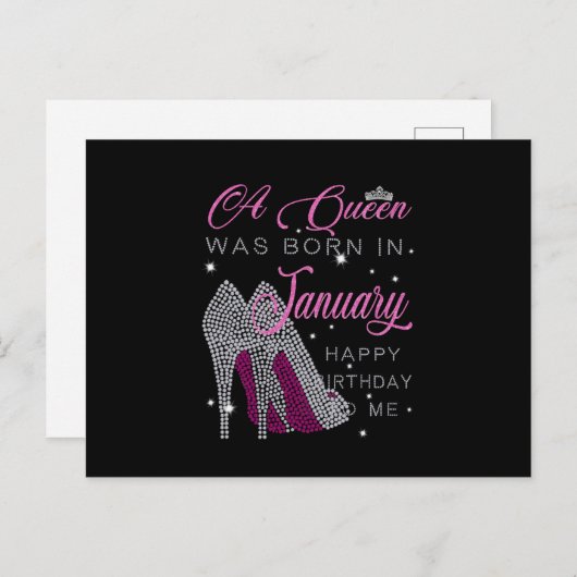 誕生日ガール|女王が1月に生まれいた 案内ポストカード (正面/裏面)