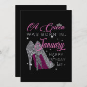 誕生日ガール|女王が1月に生まれいた 案内状 (正面/裏面)