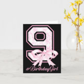 誕生日ガール 9歳誕生日 Nk フラワール コケッテ ボウ カード (黄色い花)