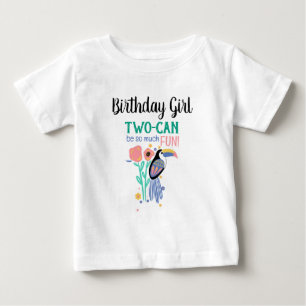 誕生日ガールTWO-CAN (Toucan) 2nd Birthday ベビーTシャツ