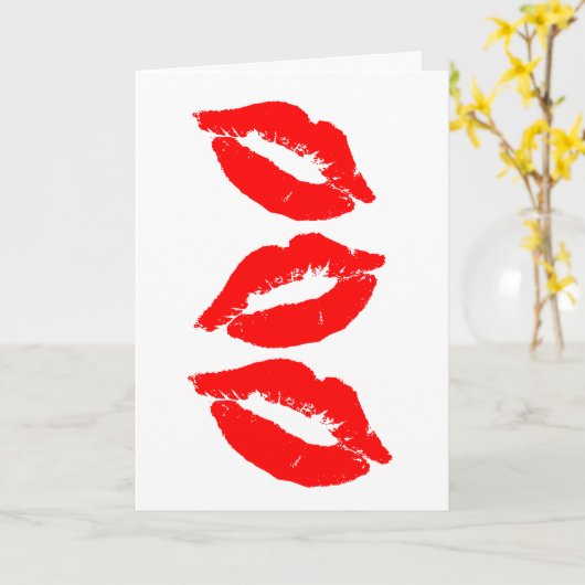 誕生日キス 赤い唇 カード (黄色い花)