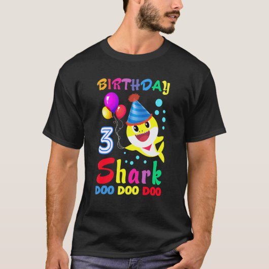 誕生日キッズシャーク3歳3歳の誕生日マッチ Tシャツ (正面)