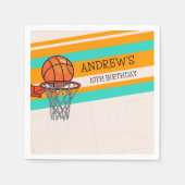 誕生日キッズスポーツバスケットボールフープ スタンダードカクテルナプキン (正面)