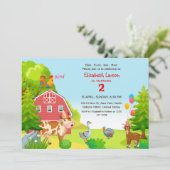 誕生日キッズファーム動物テーマパーティー 招待状 (スタンド正面)