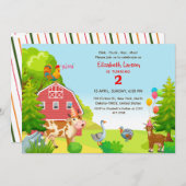 誕生日キッズファーム動物テーマパーティー 招待状 (正面/裏面)