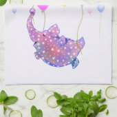 誕生日キッチンタオル飛んでいる象 – おもしろい キッチンタオル (折り畳み)