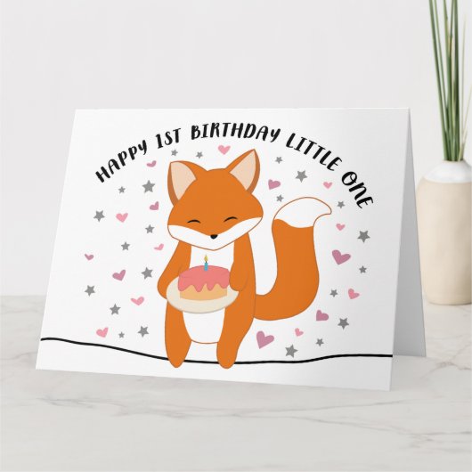 誕生日キツネ カード (正面)