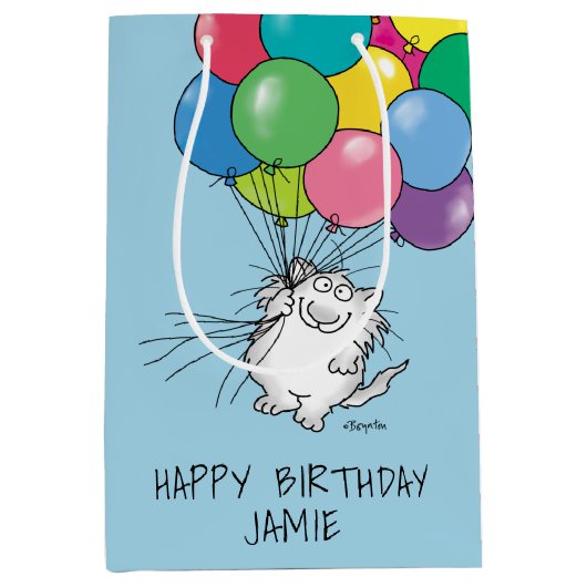 誕生日キャッツバイサンドラボイントンミディアム抱き枕 ミディアムペーパーバッグ (正面)