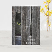 誕生日キャットヒドゥンバーンウッド カード (黄色い花)