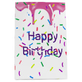 誕生日キャンディ散布及びピンクアイシング ミディアムペーパーバッグ (正面)