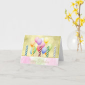 誕生日キャンドルとバルーン誕生日カード カード (黄色い花)