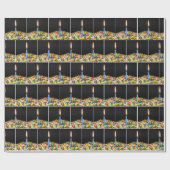 誕生日キャンドルと紙吹雪オンケーキ ラッピングペーパー (フラット)