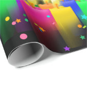 誕生日キャンドルと紙吹雪オンブラック ラッピングペーパー (ロールコーナー)